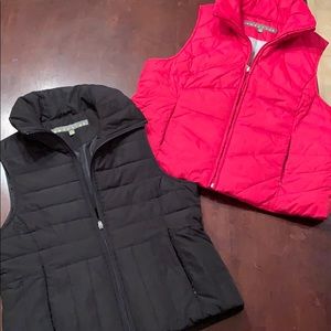 Black and red Kenneth Cole partial down vests